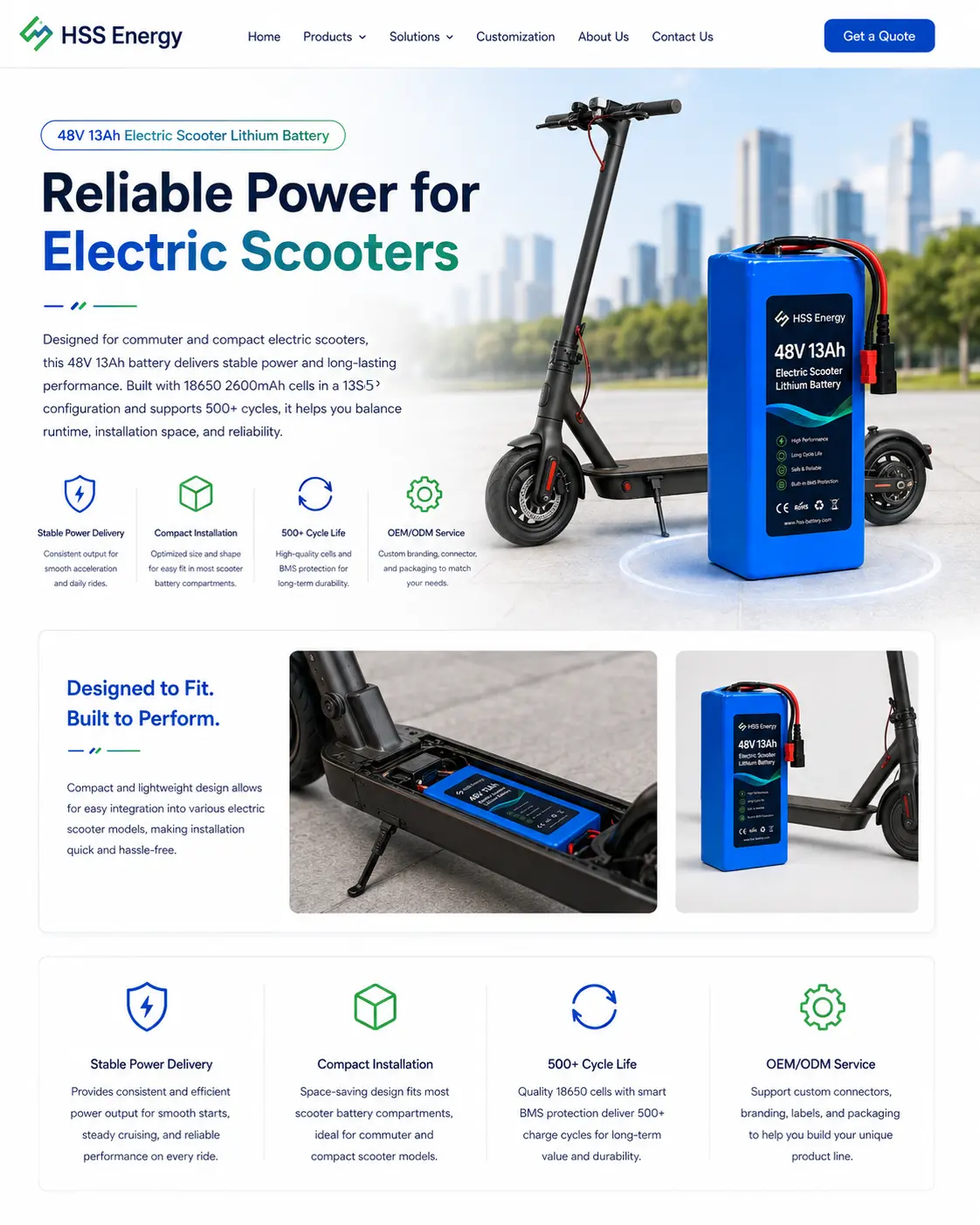 48V 13Ah Electric Scooter Lithium Battery